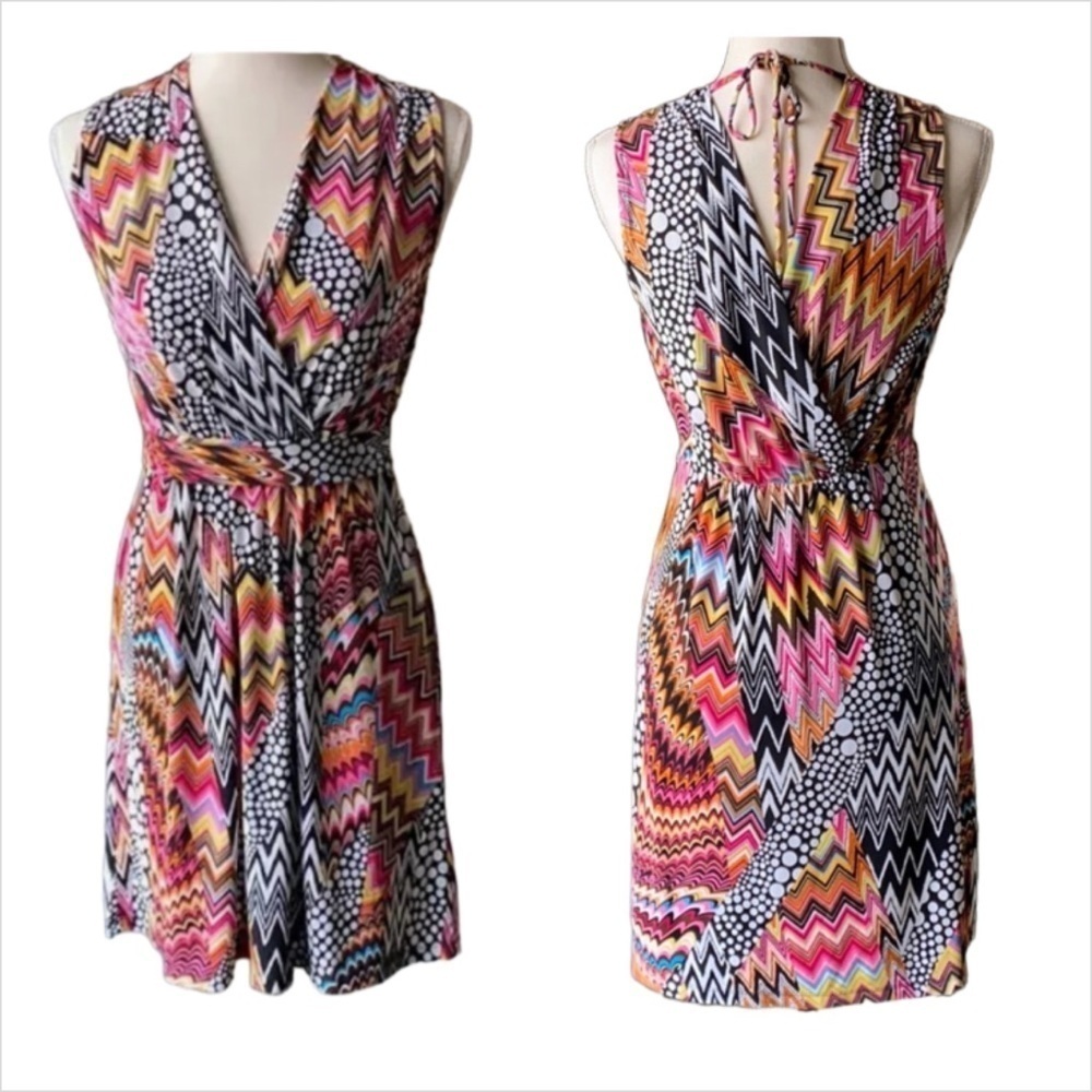 Cato Multicolor Chevron Wrap Dress